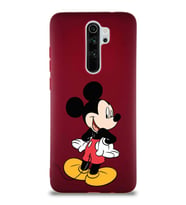 Xiaomi Redmi Note 8 Pro Soft Premier Kapak Mickey Mouse-D Tasarımlı Silikon Kılıf - Mürdüm (Şeffaf)