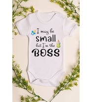 Unisex Beyaz Bebek Small Boss Baskılı Çıtçıtlı