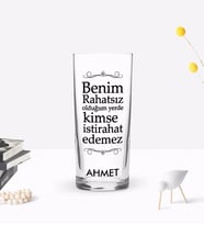 BK Gift Kişiye Özel Renkli Baskılı Benim Rahatsız Olduğum Yerde Tasarımlı Rakı Bardağı-1 (Beyaz)