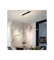 Modern Siyah ve Beyaz Led Avizeyle Şık Yatak Odası ve Salon Masası