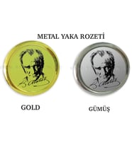 ATATÜRK BASKILI YAKA ROZETİ METAL (Gold)