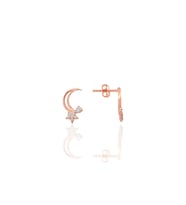 Gümüş rose zirkon taşlı hilal yıldızı kadın küpe SGTL12656ROSE