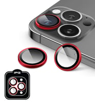 iPhone 14 Pro / Pro Max için IPG ProLENS Kamera Lens Koruyucu Alüminyum CD Çerçeveli, Kırılmaz Cam (Kırmızı)