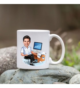 Kişiye Özel Bardak - Karikatür Bardak - Erkek Masa Başı Bardağı