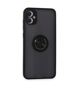 Samsung Galaxy A05 Kılıf Montreal Yüzüklü Silikon Kapak - Siyah