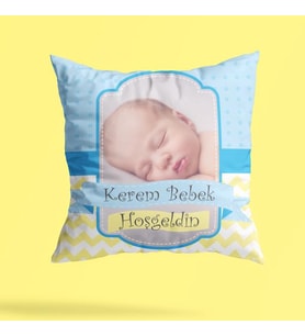 Kişiye Özel Resimli Hoşgeldin Bebek Yastık