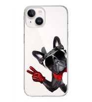 PrintiFy Apple  iPhone 14 ile Uyumlu 1mm Slim Fit Köpek 2 050e Baskılı Şeffaf  Kılıf