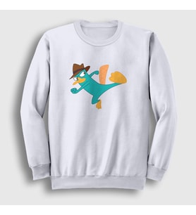 Presmono Unisex Beyaz Tekme Ornitorenk Perry Sweatshirt 440312tt (Beyaz)