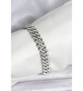 Gümüş Renk Pirinç Cuba Chain Gurmet Bileklik - Tj-Bb8161