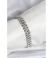 Gümüş Renk Pirinç Cuba Chain Gurmet Bileklik - Tj-Bb8161