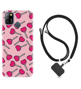 INFINIX Smart 4 5 6 Zero 8 S5 Pro Kılıf Boyun Askılı Silikon Heart Lollipop 1414