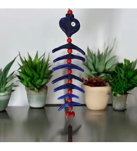 Cam Nazar Boncuk Balık Duvar Süsü Balkon Süsü Teras Süsü Bahçe Süsü Hediyelik Eşya Ev Hediyesi (Çok Renkli)