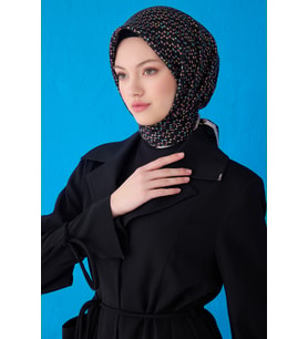 Saf İpek Eşarp 4128D ( Twill İpek) -8586 (Siyah)