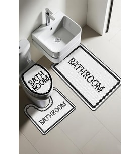 Modern Desenli Dijital Baskı 3’lü Banyo Paspas Takımı Yıkanabilir Kaymaz Tabanlı Klozet Takımı KLZ0062 (Çok Renkli)