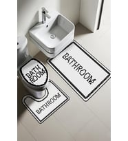 Modern Desenli Dijital Baskı 3’lü Banyo Paspas Takımı Yıkanabilir Kaymaz Tabanlı Klozet Takımı KLZ0062 (Çok Renkli)