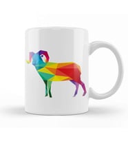 Geometric Animal Rainbow Ram Kupa Bardak Porselen