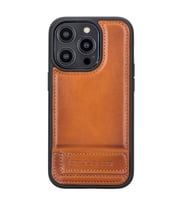 Bouletta Apple iPhone 14 Pro Uyumlu Deri Standlı Arka Kapak RST2E (Taba)
