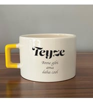 Teyze Baskılı Sarı Kulplu C Fincan