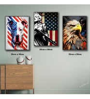 amerika pitbull kartal tablosu 3 adet 35cmx50cm kumaş baskılı canvas tablo