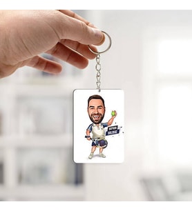 Kişiye Özel Süper Tenisçi Erkek Karikatürlü Anahtarlık