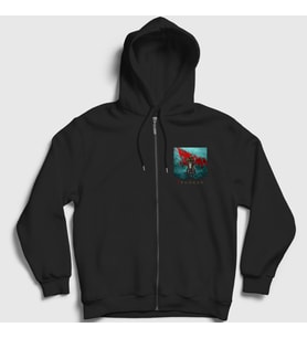 Presmono Unisex Siyah Shogun Dizi Fermuarlı Kapüşonlu Sweatshirt 422307tt