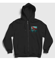 Presmono Unisex Siyah Shogun Dizi Fermuarlı Kapüşonlu Sweatshirt 422307tt