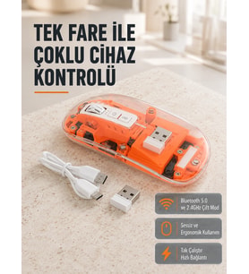 Çift Modlu Kablosuz Bluetooth 5.0 + 2.4ghz Mouse - 3 Cihaz Bağlantılı, Hızlı Geçiş Düğmeli