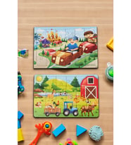 Okul Öncesi Başlangıç Yapboz Lunapark Maceram ve Çiftlik Ahşap Puzzle Set