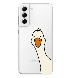 Samsung Galaxy S21 FE Uyumlu Sevimli Ördek Desenli Şeffaf Telefon Kılıfı