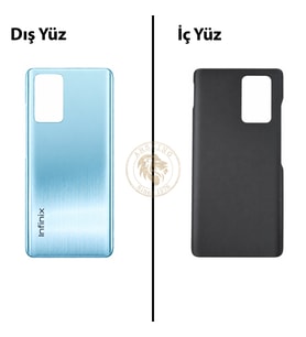 Infinix Note 10 Pro Mavi Uyumlu Arka Kapak Arka Cam Batarya Pil Kapağı Lazer Kesim Back Cover