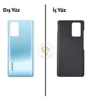 Infinix Note 10 Pro Mavi Uyumlu Arka Kapak Arka Cam Batarya Pil Kapağı Lazer Kesim Back Cover