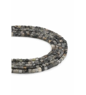 Picasso Jasper Doğal Taş Parlak Gri Küp Kesim 4x4mm Dizi [AA]