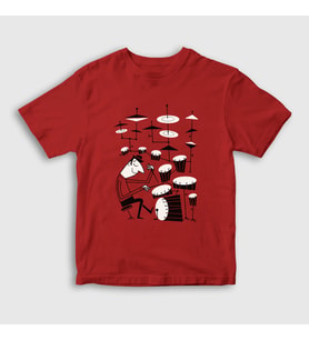 Presmono Unisex Çocuk Kırmızı Drums Baterist Hediye Müzisyen Musician T-Shirt 508062tt