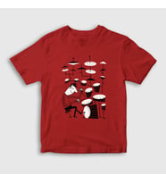 Presmono Unisex Çocuk Kırmızı Drums Baterist Hediye Müzisyen Musician T-Shirt 508062tt