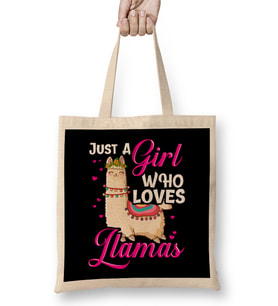 Funny Just A Girl Who Loves Llamas Cute Women Lama Bez Çanta Uzun Saplı