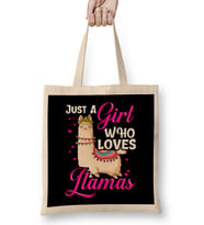 Funny Just A Girl Who Loves Llamas Cute Women Lama Bez Çanta Uzun Saplı