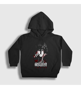 Presmono Unisex Çocuk Siyah Ohma Tokita V2 Anime Kengan Ashura Kapüşonlu Sweatshirt 318138tt