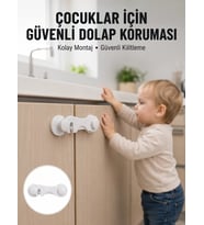 Northcity 4 Adet Dolap ve Çekmece Emniyet Kilidi - Çift Taraflı Bantlı Çocuk Güvenliği Çözümü