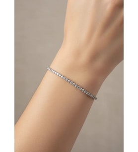 Çelik Silver Mini Baget Taşlı Su Yolu Bileklik - 26slb40