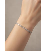 Çelik Silver Mini Baget Taşlı Su Yolu Bileklik - 26slb40
