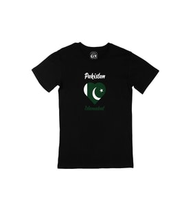 İslamabat Pakistan Bayraklı Kalpli Siyah Tişört