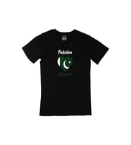İslamabat Pakistan Bayraklı Kalpli Siyah Tişört