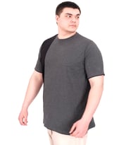 Mode XL Büyük Beden Erkek T-Shirt Parçalı MD08 U22134 Antrasit