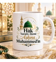 Hak Yarattı Âlemi Aşkına Muhammed’in Baskılı Kupa