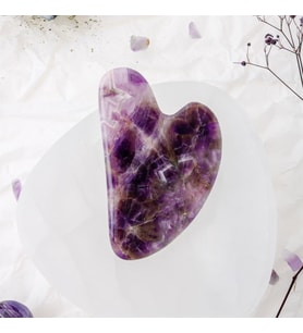 Ametist Taşı Gua Sha Yüz Masaj Taşı Kalpli (Karışık)