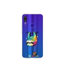 Redmi Note 7 Pro ile Uyumlu Splash Tembel Hayvan Tasarımlı Şeffaf Silikon Kılıf