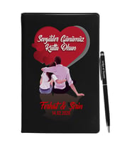 Sevgililer Gününe Özel Siyah Defter Kalem Seti 1