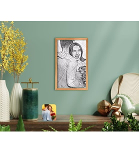 BK Home Karakalem Sevgililer Fotoğraflı El Yapımı Ahşap Çerçeveli Tablo-4