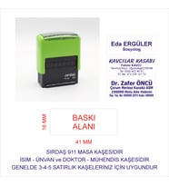 Sırdaş 911 Kişiye Özel İsim Makam Ve Ünvan Kaşesi - YEŞİL MAKİNA MAVİ MÜREKKEP