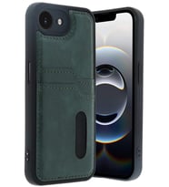 Newface Apple iPhone 16E Kılıf Sara Kartvizitli Deri Kılıf - Koyu Yeşil